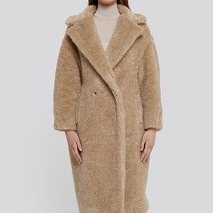 MAX MARA Park Metallic Faux Fur Teddy Bear Coat M